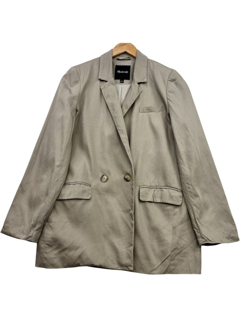 Madewell Women's Double-Breasted Blazer Jacket Long Sleeve Size M Khaki Solid